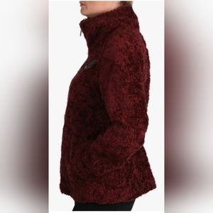 PENDLETON Sherpa Teddy Jacket Fleece Plaid Chest Pocket Burgundy Medium